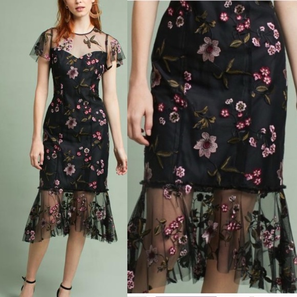 Anthropologie Dresses & Skirts - Anthropologie Shoshanna Embroidered Lace Midi Dress